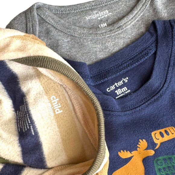 3 Pack Carters Baby Boy Woodland Animals Bodysuits & Fleece Sweatshirt 18M Soft - Picture 4 of 8